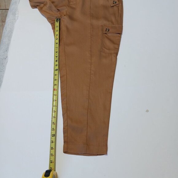 Torrid Relaxed Taper Studio Linen High Rise Cargo Pants Tobacco Brown 14R NWT - Picture 13 of 15